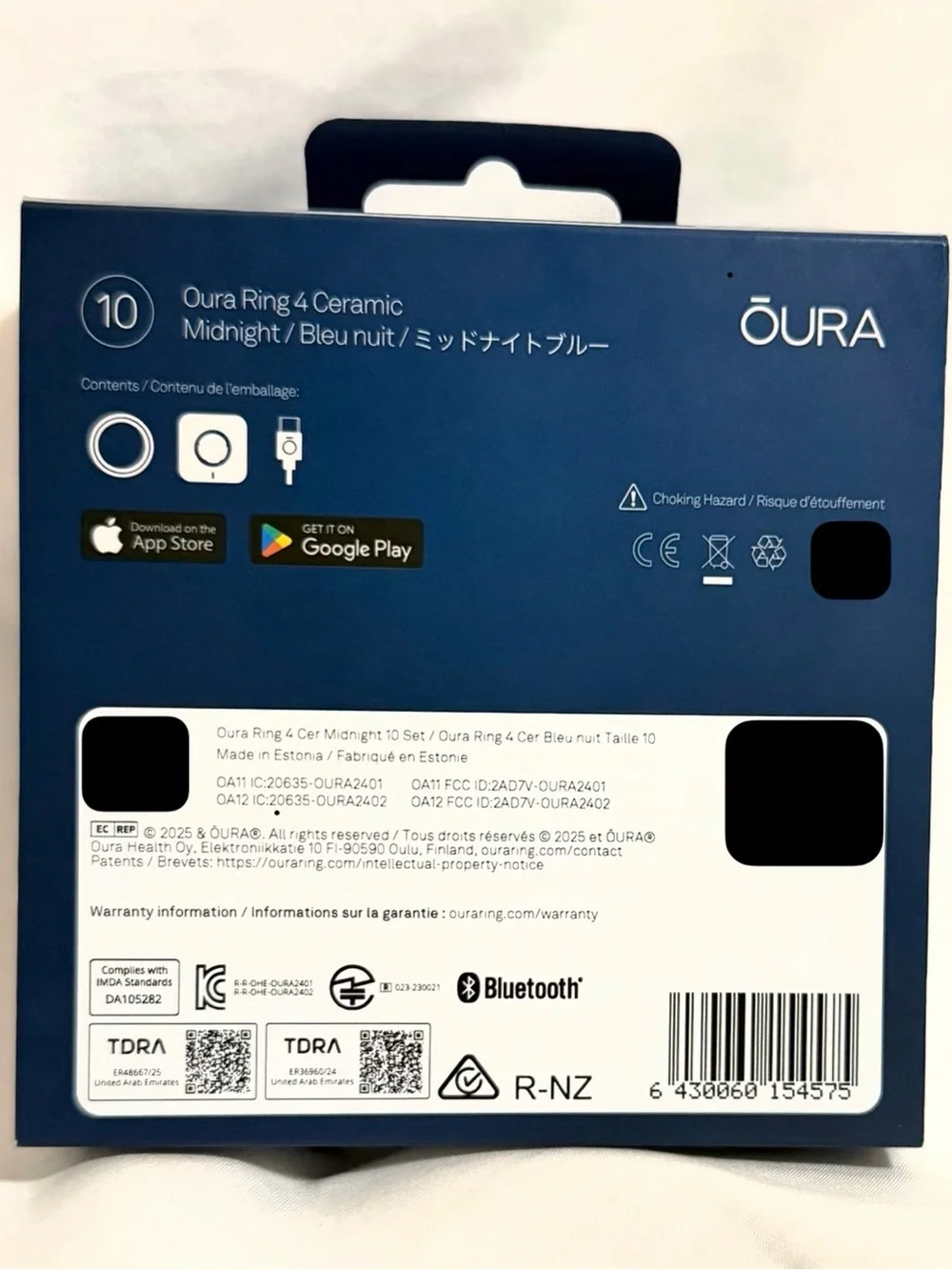 *Brand New* Oura Ring 4 Ceramic - midnight - Size 10